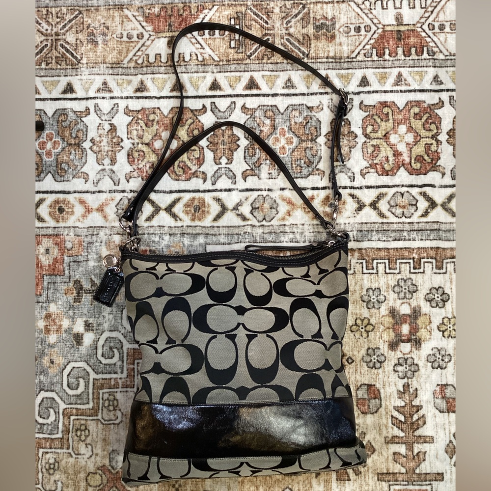 Coach 12824 Chelsea Signature Stripe Bag Black Gray